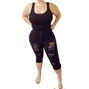 B.o.b. Ripped Capri Jean Shorts - XL